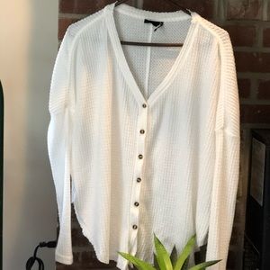 Jojo Out from Under UO Waffle Knit Button Down XS